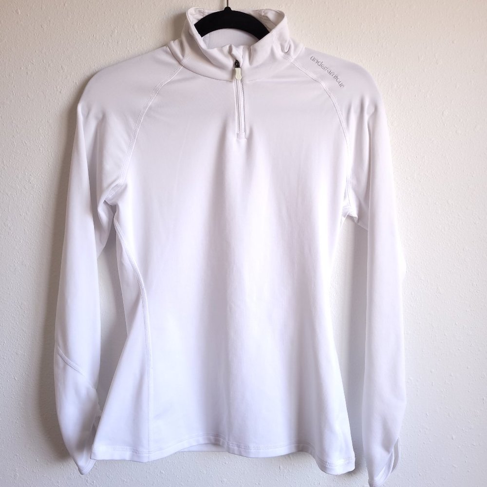 New Women's Under Armour white long sleeve pullover with zipper at top